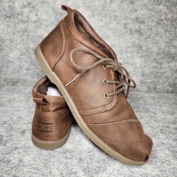 BOBS by Skechers Chill Luxe Lace-up Leather Ankle Boots - Picture 1 of 4